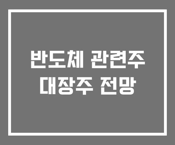 반도체 관련주 대장주 전망 반도체 관련주 대장주 전망