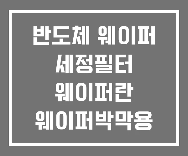 반도체 웨이퍼 세정필터 웨이퍼란 웨이퍼박막용 특수가스