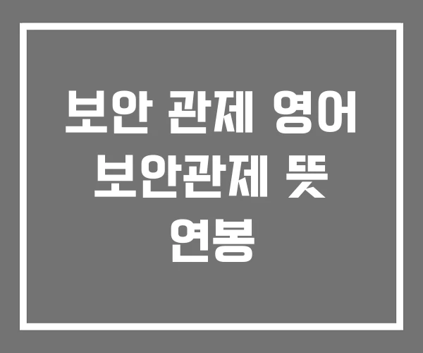 보안 관제 영어 보안관제 뜻 연봉