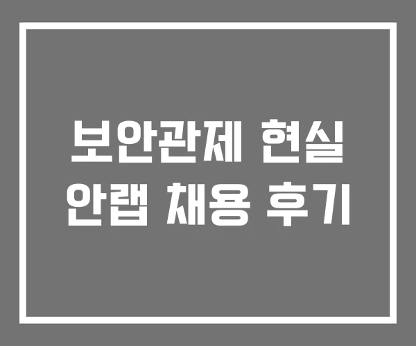 보안관제 현실 안랩 채용 후기