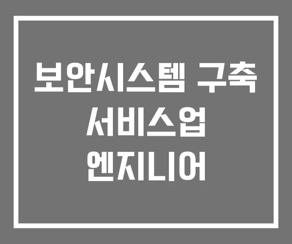 보안시스템 구축 서비스업 엔지니어