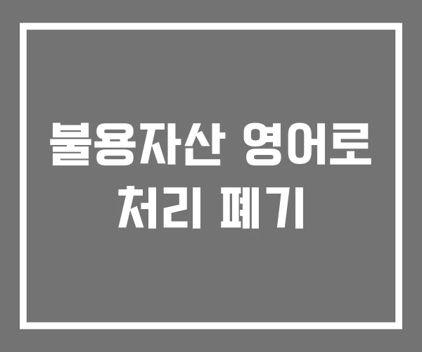 불용자산 영어로 처리 폐기 불용자산 영어로 처리 폐기