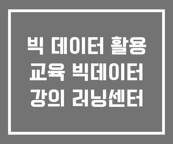 빅 데이터 활용 교육 빅데이터 강의 러닝센터