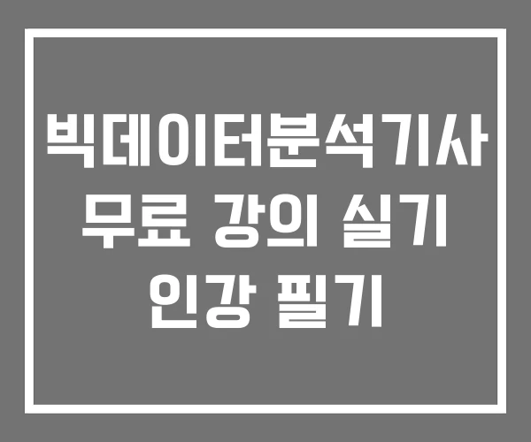 빅데이터분석기사 무료 강의 실기 인강 필기 빅데이터분석기사 무료 강의 실기 인강 필기