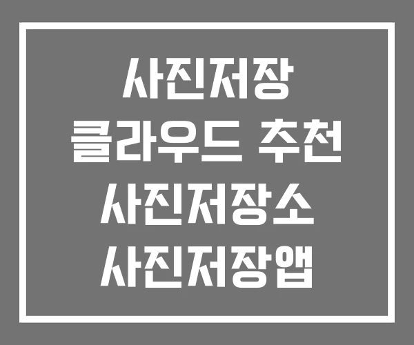 사진저장 클라우드 추천 사진저장소 사진저장앱