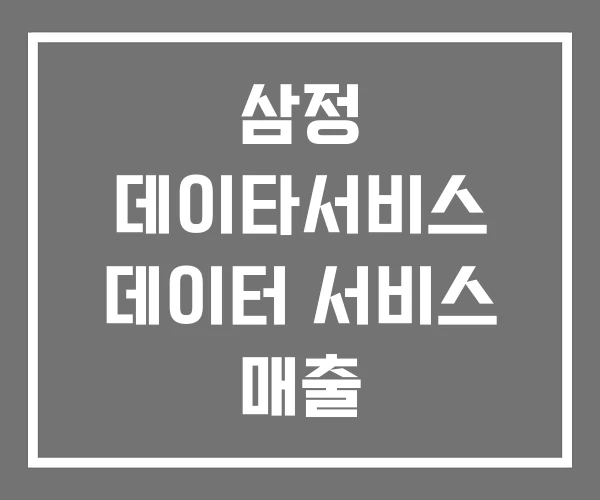 삼정 데이타서비스 데이터 서비스 매출