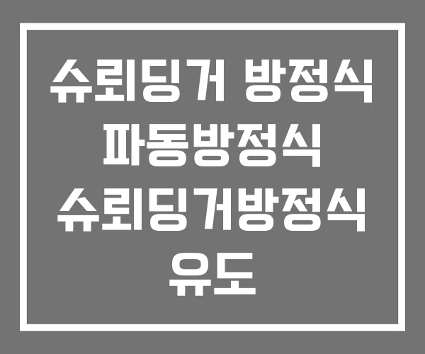 슈뢰딩거 방정식 파동방정식 슈뢰딩거방정식 유도