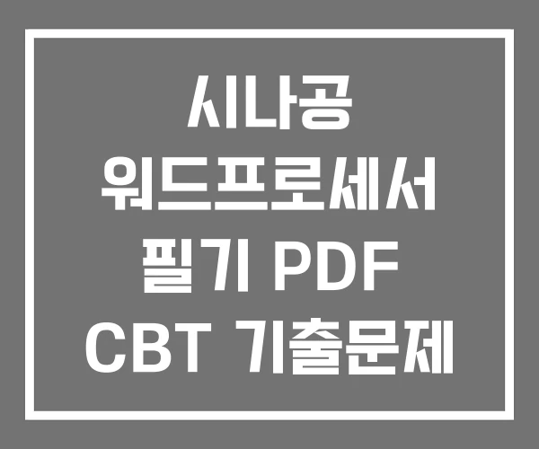시나공 워드프로세서 필기 PDF CBT 기출문제 시나공 워드프로세서 필기 PDF CBT 기출문제