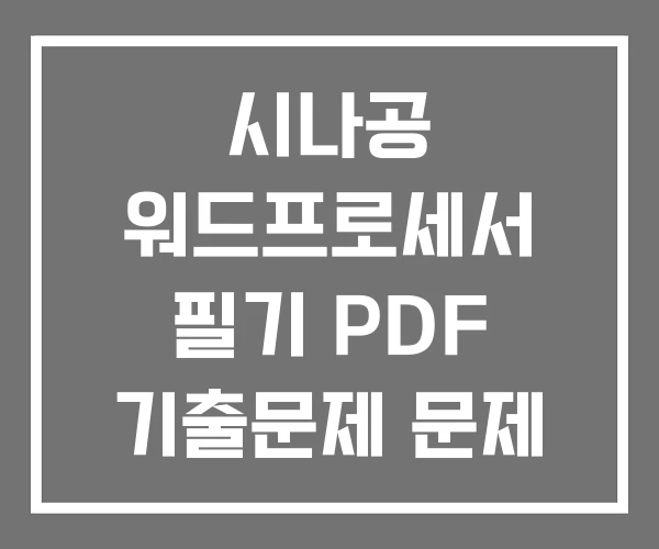 시나공 워드프로세서 필기 PDF 기출문제 문제