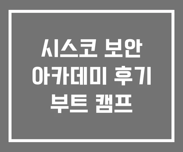 시스코 보안 아카데미 후기 부트 캠프