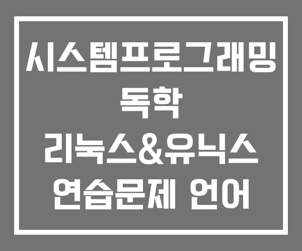 시스템프로그래밍 독학 리눅스&유닉스 연습문제 언어 시스템프로그래밍 독학 리눅스&유닉스 연습문제 언어