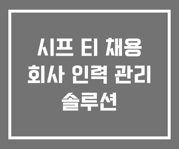 시프 티 채용 회사 인력 관리 솔루션