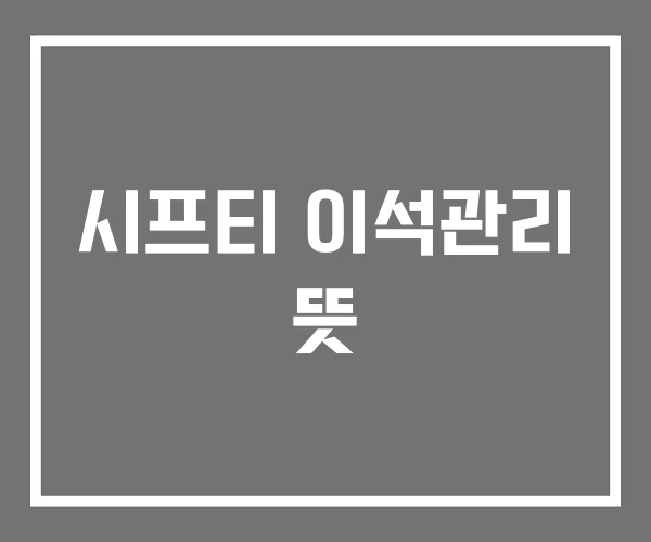 시프티 이석관리 뜻 시프티 이석관리 뜻