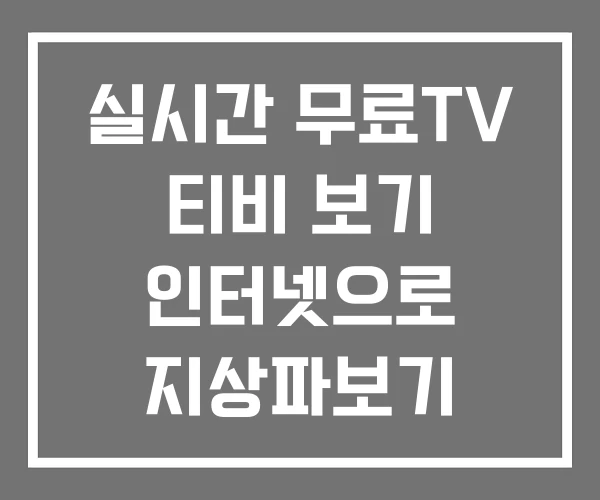 실시간 무료TV 티비 보기 인터넷으로 지상파보기 실시간 무료TV 티비 보기 인터넷으로 지상파보기