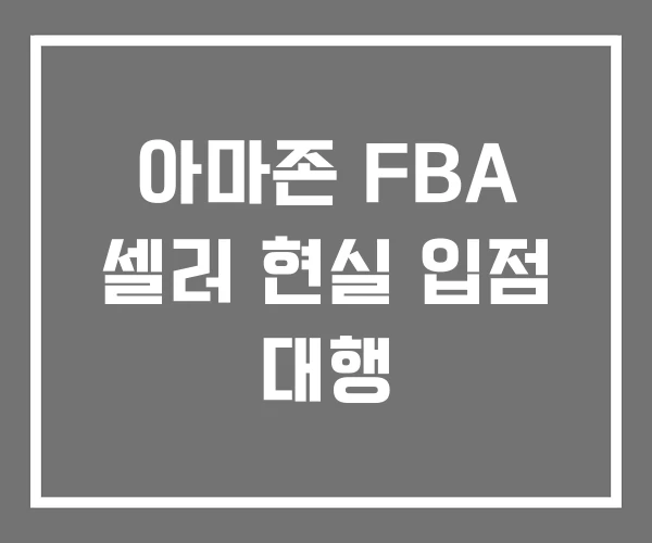 아마존 FBA 셀러 현실 입점 대행 아마존 FBA 셀러 현실 입점 대행