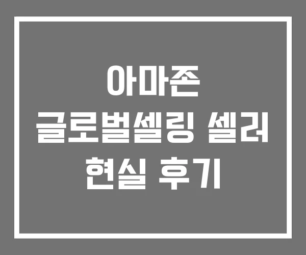아마존 글로벌셀링 셀러 현실 후기