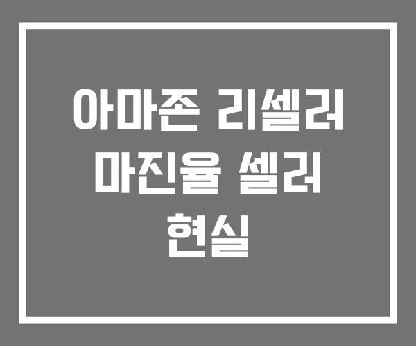 아마존 리셀러 마진율 셀러 현실