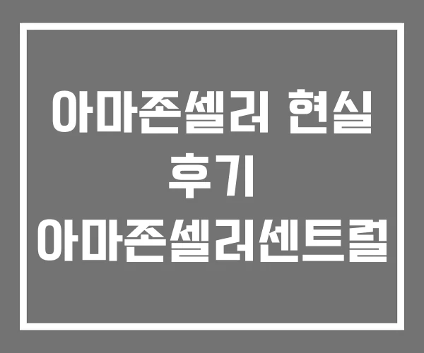 아마존셀러 현실 후기 아마존셀러센트럴