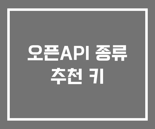 오픈API 종류 추천 키