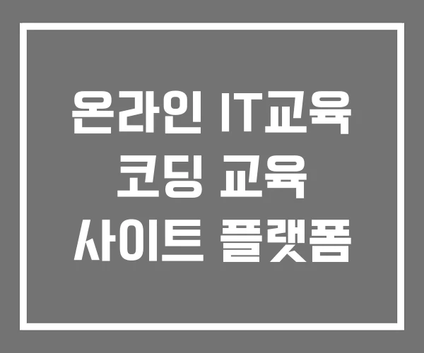 온라인 IT교육 코딩 교육 사이트 플랫폼