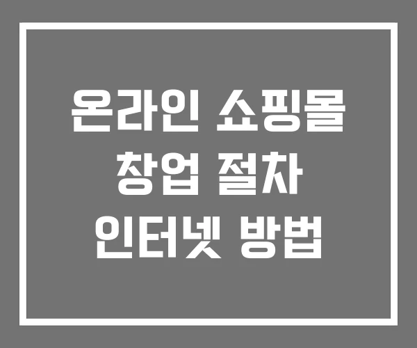 온라인 쇼핑몰 창업 절차 인터넷 방법