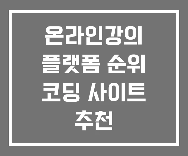 온라인강의 플랫폼 순위 코딩 사이트 추천
