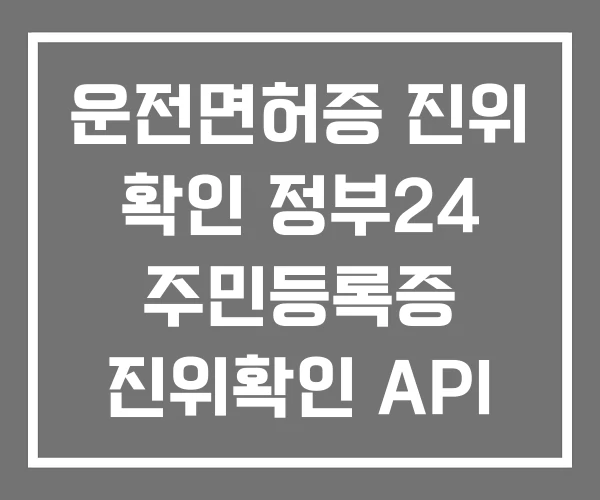운전면허증 진위 확인 정부24 주민등록증 진위확인 API