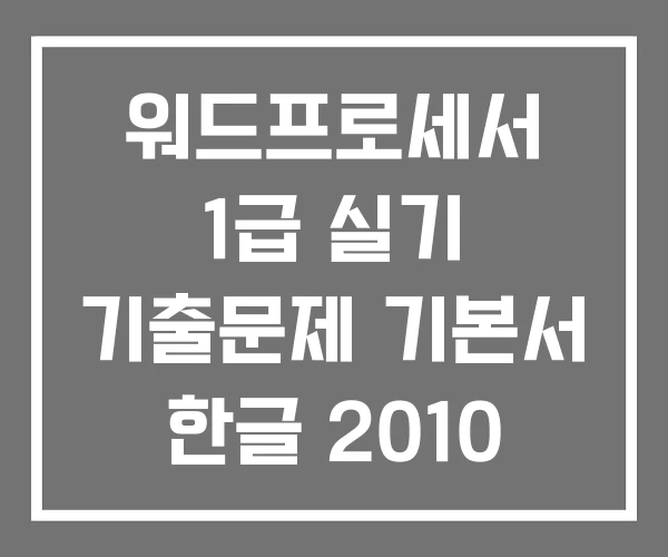 워드프로세서 1급 실기 기출문제 기본서 한글 2010