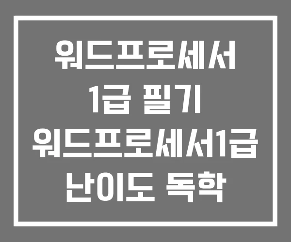 워드프로세서 1급 필기 워드프로세서1급 난이도 독학