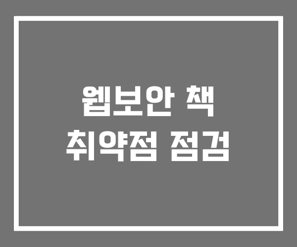 웹보안 책 취약점 점검 웹보안 책 취약점 점검