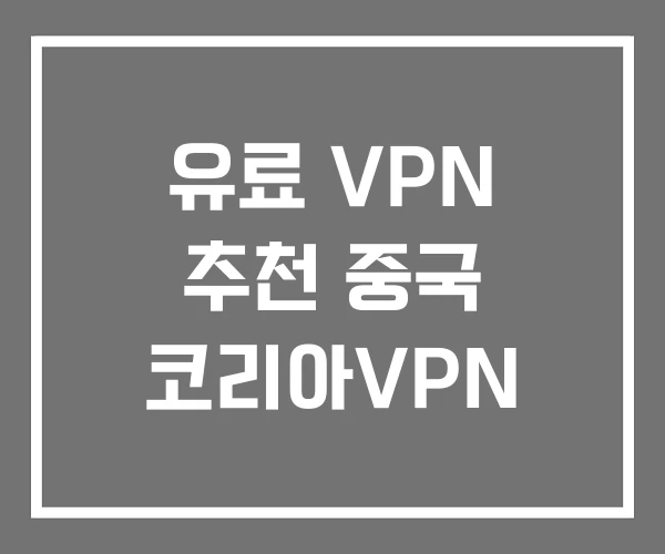 유료 VPN 추천 중국 코리아VPN