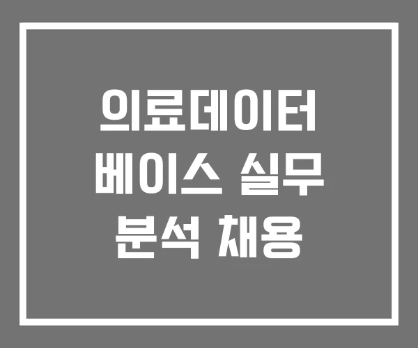 의료데이터 베이스 실무 분석 채용