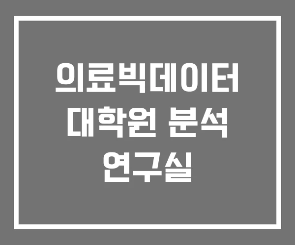 의료빅데이터 대학원 분석 연구실 의료빅데이터 대학원 분석 연구실