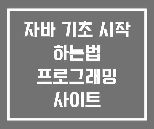 자바 기초 시작 하는법 프로그래밍 사이트