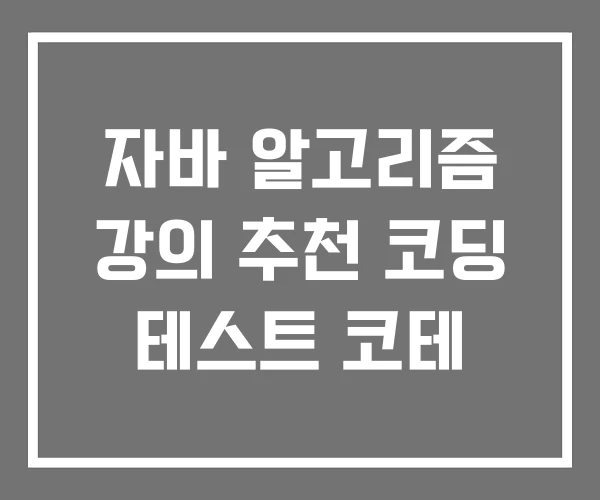 자바 알고리즘 강의 추천 코딩 테스트 코테