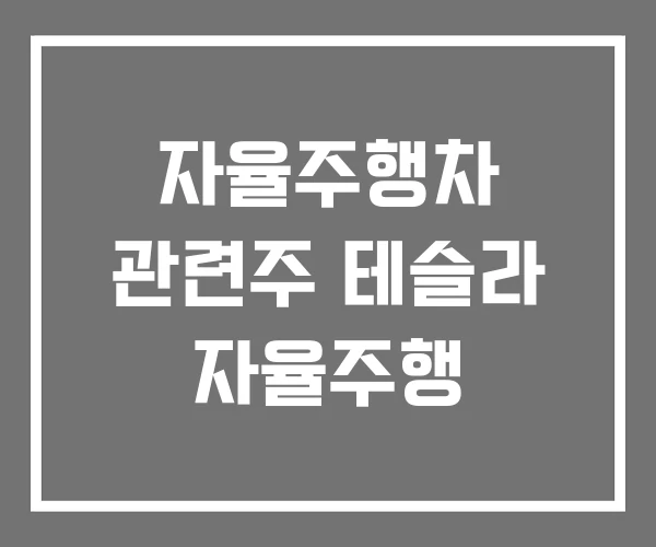 자율주행차 관련주 테슬라 자율주행