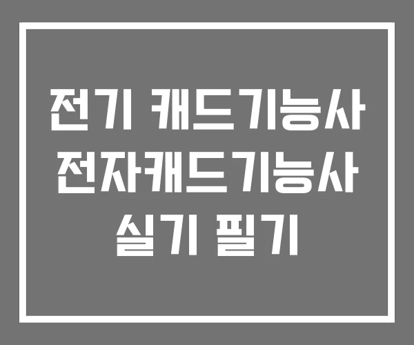 전기 캐드기능사 전자캐드기능사 실기 필기