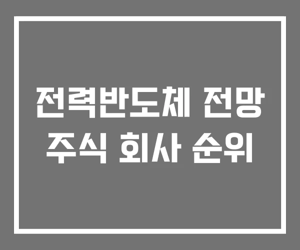 전력반도체 전망 주식 회사 순위