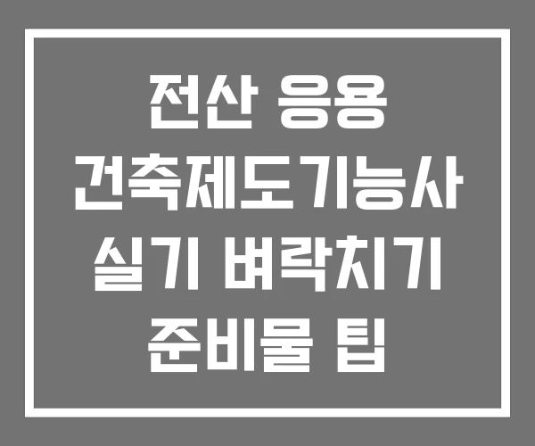 전산 응용 건축제도기능사 실기 벼락치기 준비물 팁