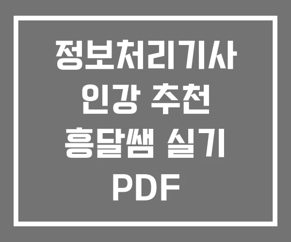 정보처리기사 인강 추천 흥달쌤 실기 PDF