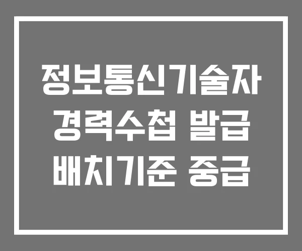 정보통신기술자 경력수첩 발급 배치기준 중급 정보통신기술자 경력수첩 발급 배치기준 중급