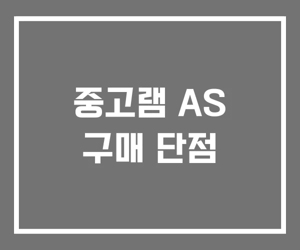 중고램 AS 구매 단점