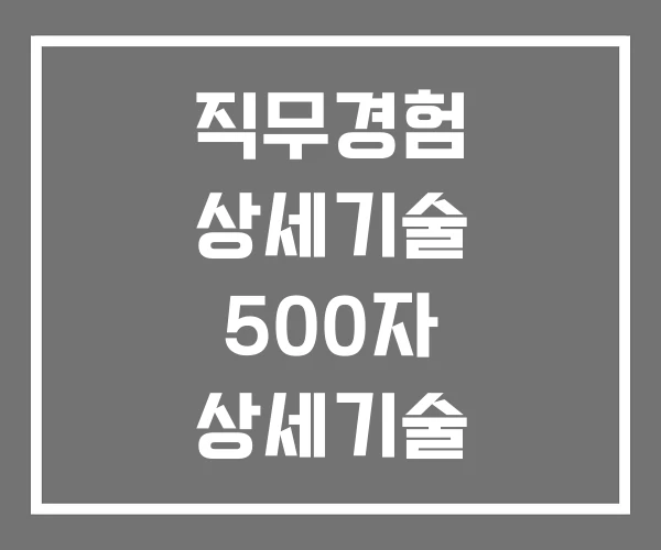 직무경험 상세기술 500자 상세기술