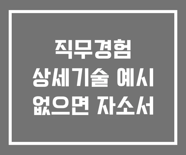 직무경험 상세기술 예시 없으면 자소서