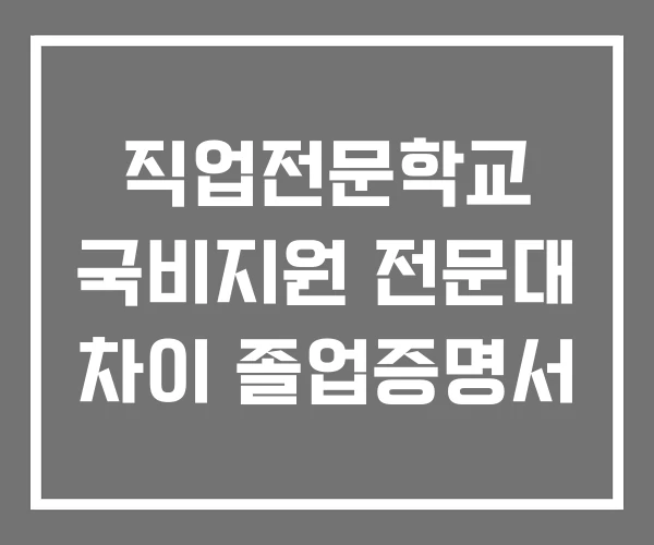 직업전문학교 국비지원 전문대 차이 졸업증명서