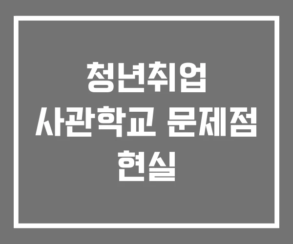 청년취업 사관학교 문제점 현실