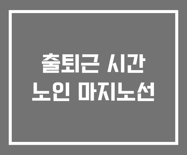출퇴근 시간 노인 마지노선