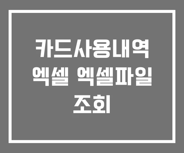 카드사용내역 엑셀 엑셀파일 조회