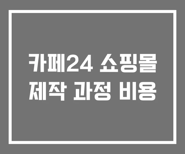카페24 쇼핑몰 제작 과정 비용