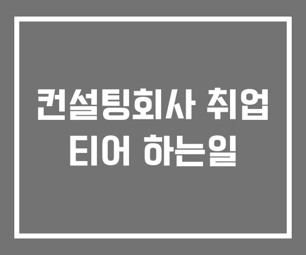 컨설팅회사 취업 티어 하는일